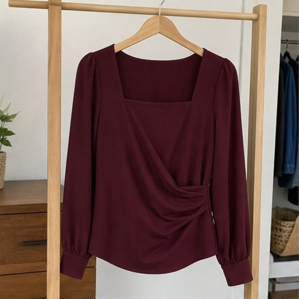 Burgundy Ruffle Blouse